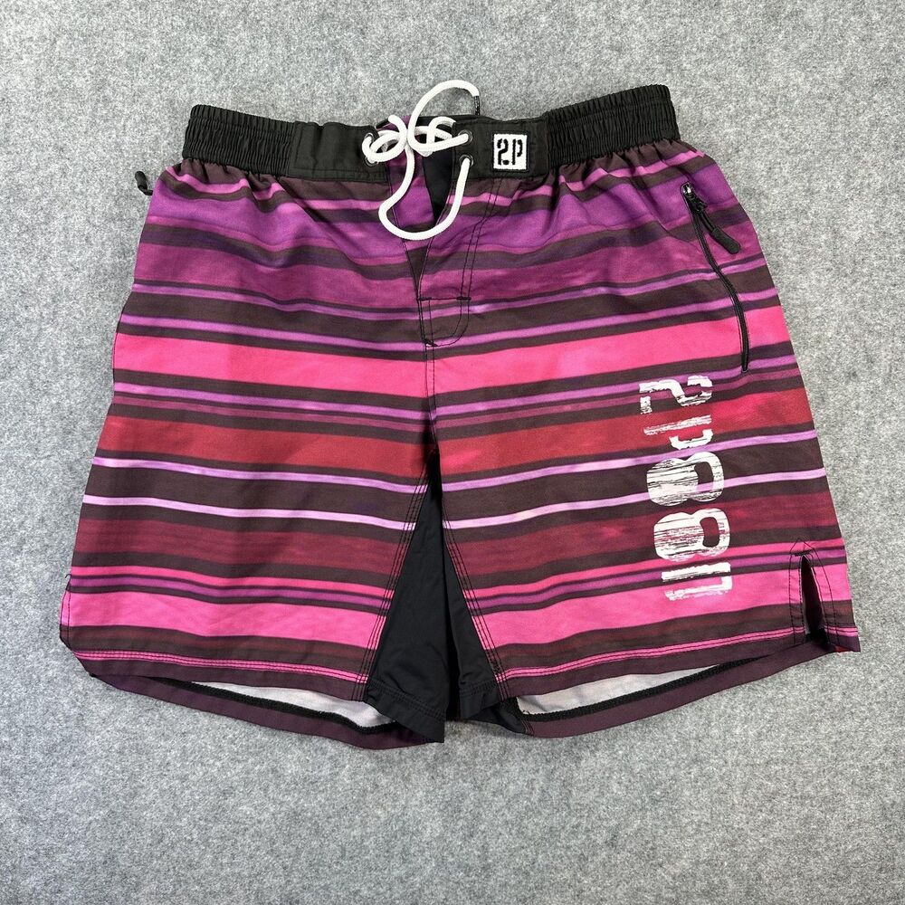2POOD Mens Large Multicolor Stripe Lined Zip Pocket Drawstring GYM Crossfit